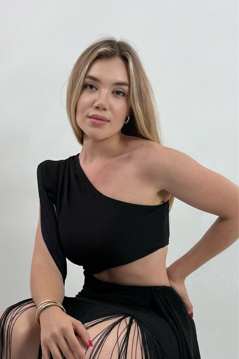 Vestido Corto Tiras Abajo Negro