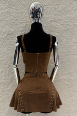 Set Top y Falda Velvet Color Café