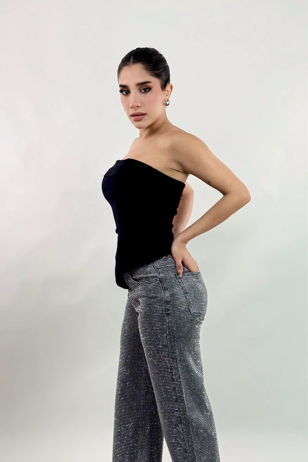 Pantalon Rhinestone Gris