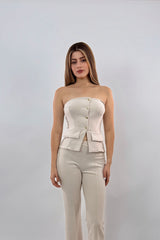 Set Top y Pantalon Beige