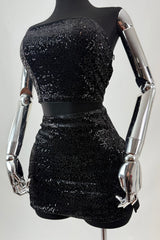 Crop Top Lentejuela Negro