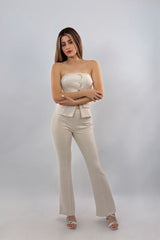 Set Top y Pantalon Beige