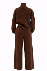 Set Blusa y Pantalon Oversize Tela Sweater Cafe