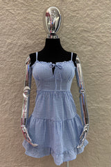 Vestido Gingham Volado Azul