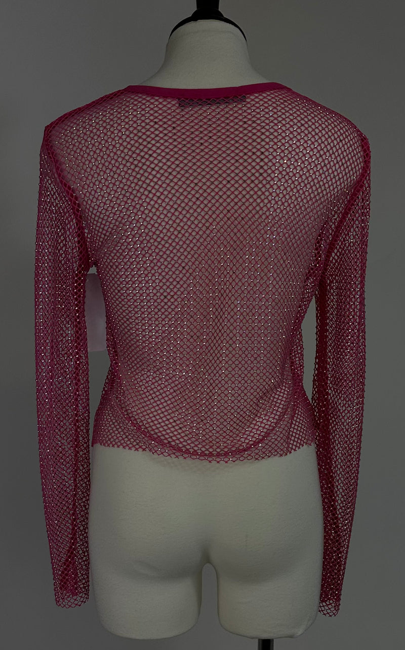 Blusa Manga Larga Rhiniestone Rosa