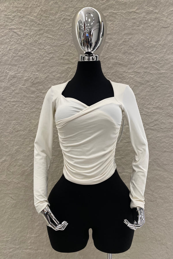 Blusa Manga Larga Ruched Ivory