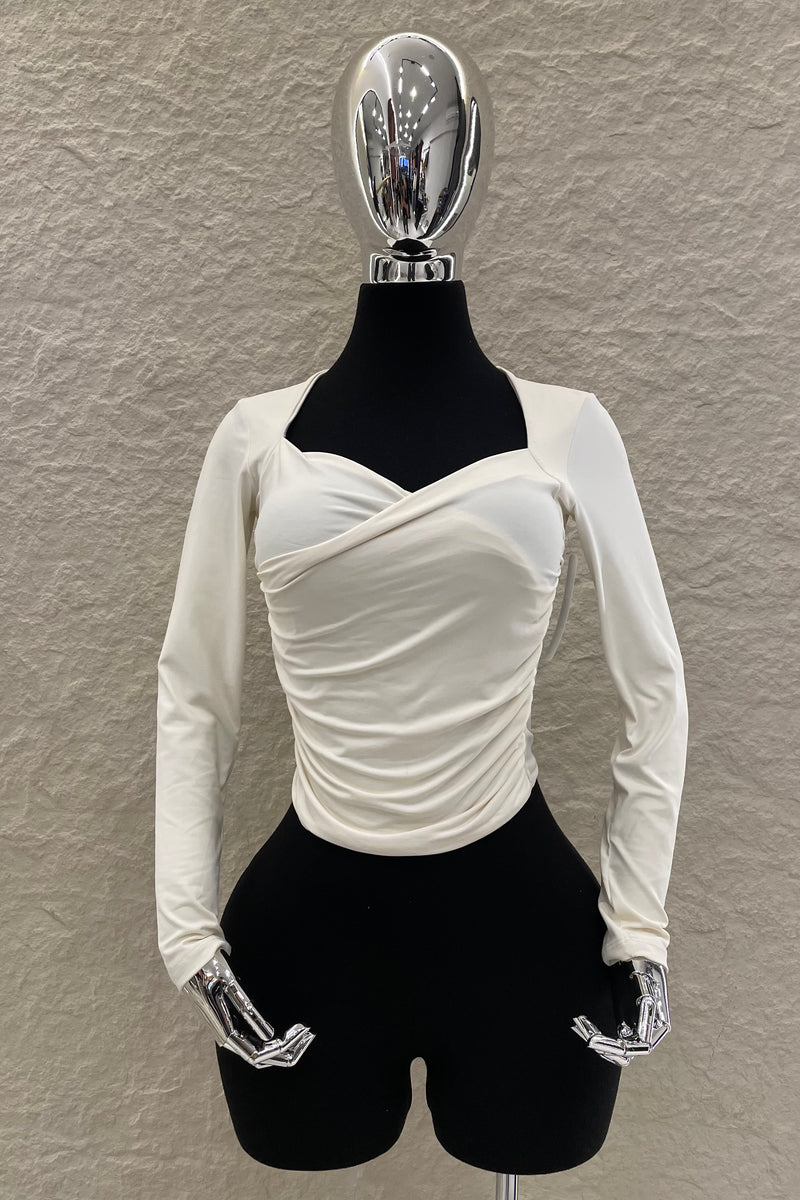Blusa Manga Larga Ruched Ivory