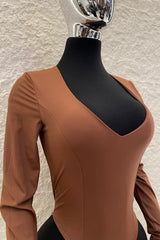 Pantiblusa Cuello V Manga Larga Chocolate