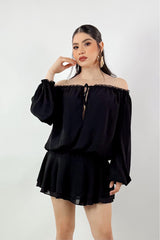 Vestido Suelto Manga Larga Negro