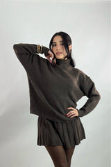 Set Sweater y Falda Cafe