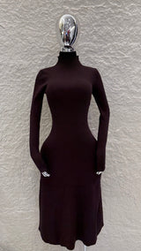 Vestido Midi Tela Sweater Cafe