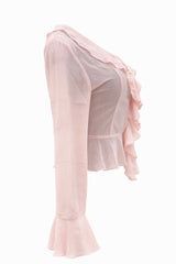Blusa Manga Larga Ruffle Rosa