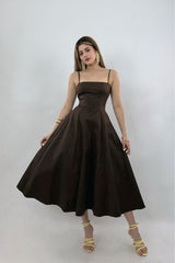 Vestido Midi Square Neck Chocolate