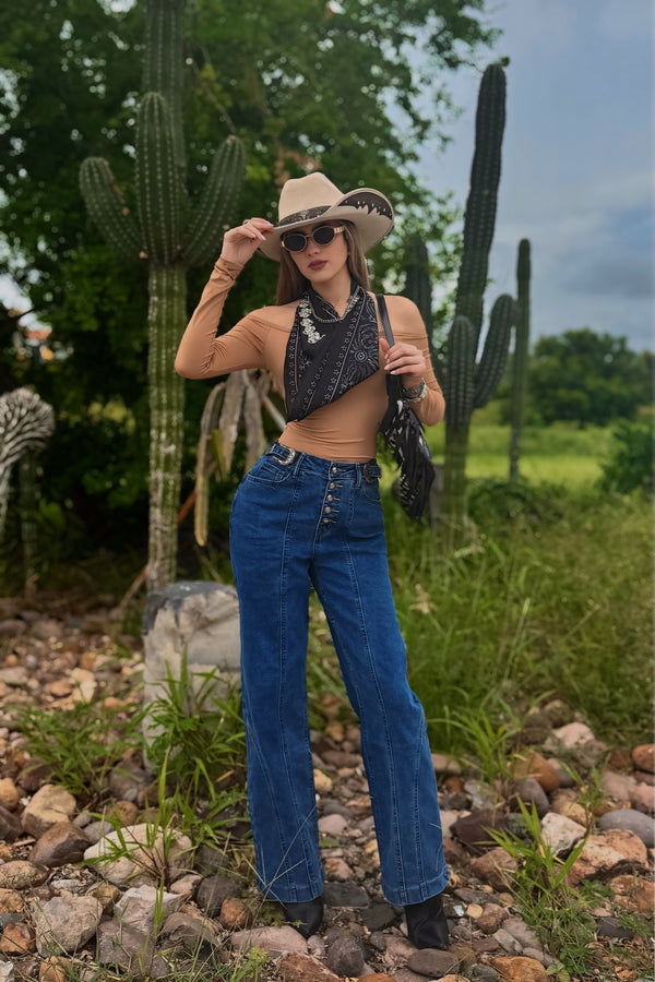 Pantalon Hebillas Denim