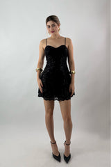 Vestido Corto Lentejuela Negro