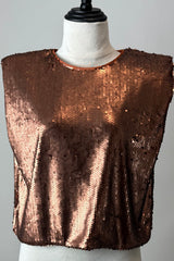 Blusa Corta Suelta de Lentejuela Chedron