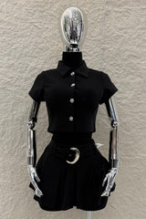 Top de Botones Velvet Negro