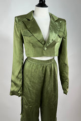 Set Cargo Verde Militar Satinado