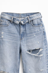 Pantalon Pretina Doblada Denim