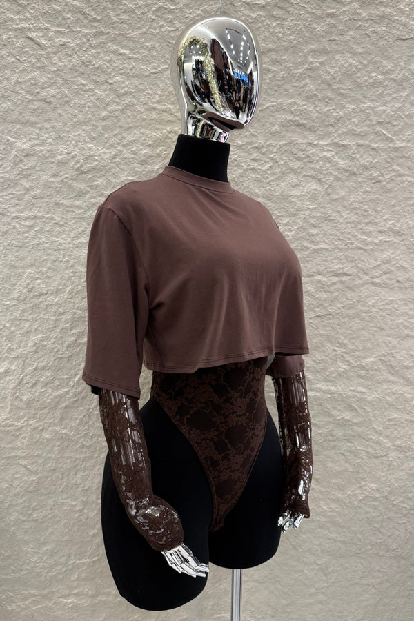 Pantiblusa Tshirt Encaje Cafe