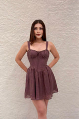 Vestido Corto Corset Cafe