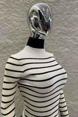 Blusa Manga Larga a Rayas Beige