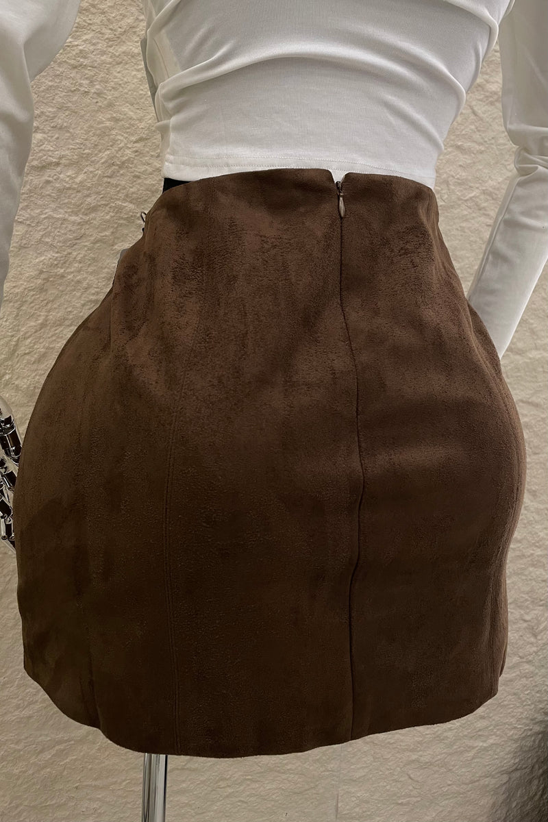 Falda Corta Velvet Espresso