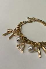 Pulsera Link Pearl & Heart