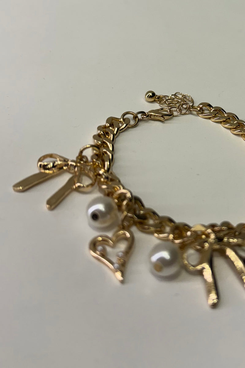 Pulsera Link Pearl & Heart