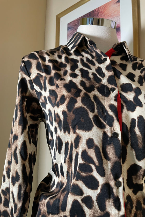 Camisa Animal Print Detalles Rojo