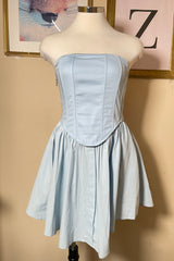 Vestido Strapple Corset Azul