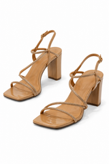 Zapatilla Tiras Rhinestone Camel