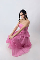 Vestido Midi de Olanes Rosa