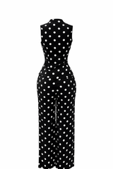 Set Chaleco y Pantalon Polka Negro