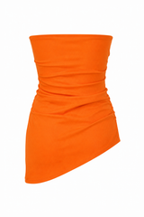 Blusa Strapple Larga Asimetrica Naranja
