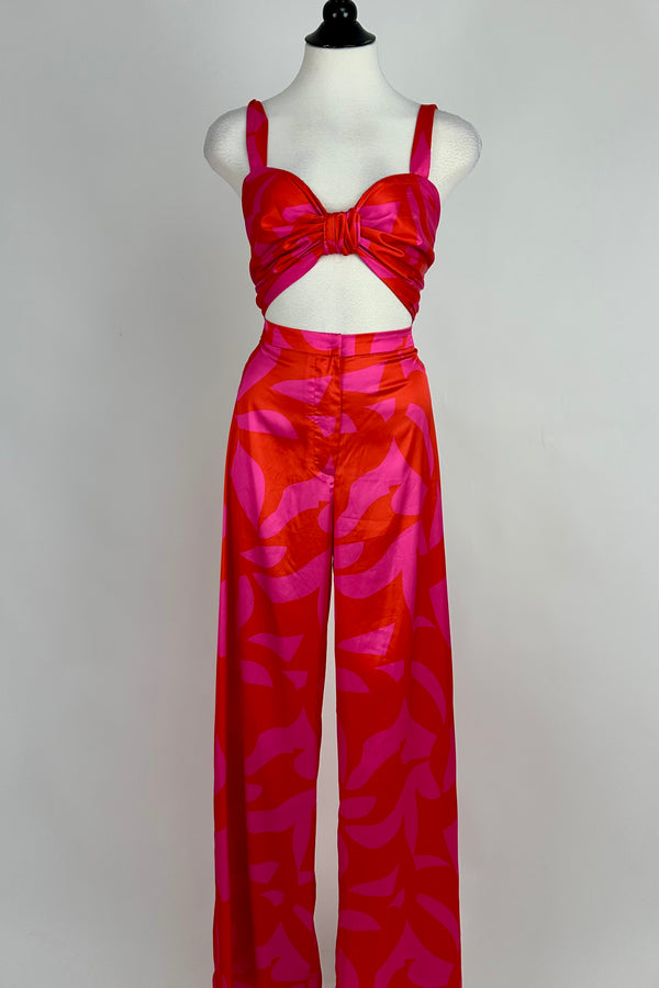 Set de Pantalon con Top Rojo con Rosa