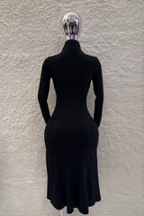 Vestido Midi Tela Sweater Negro