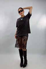 Playera Oversize Rhinestone Negro