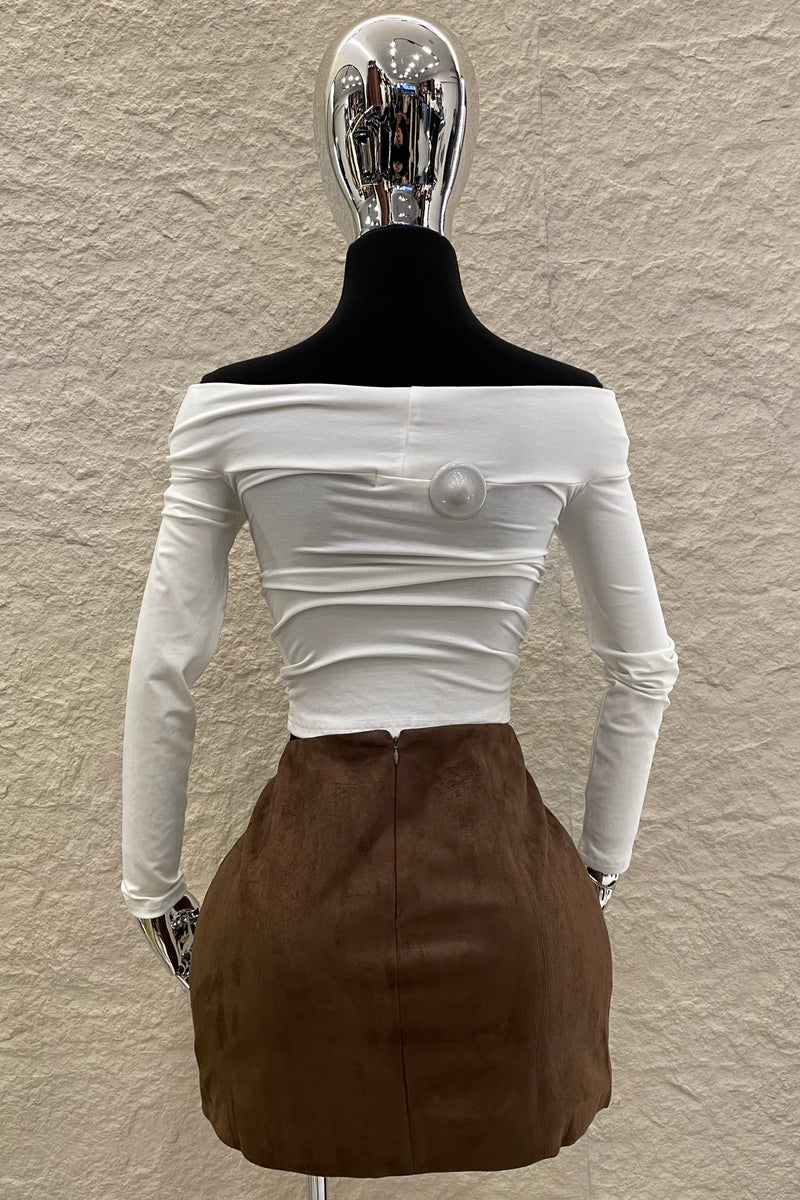 Falda Corta Velvet Espresso