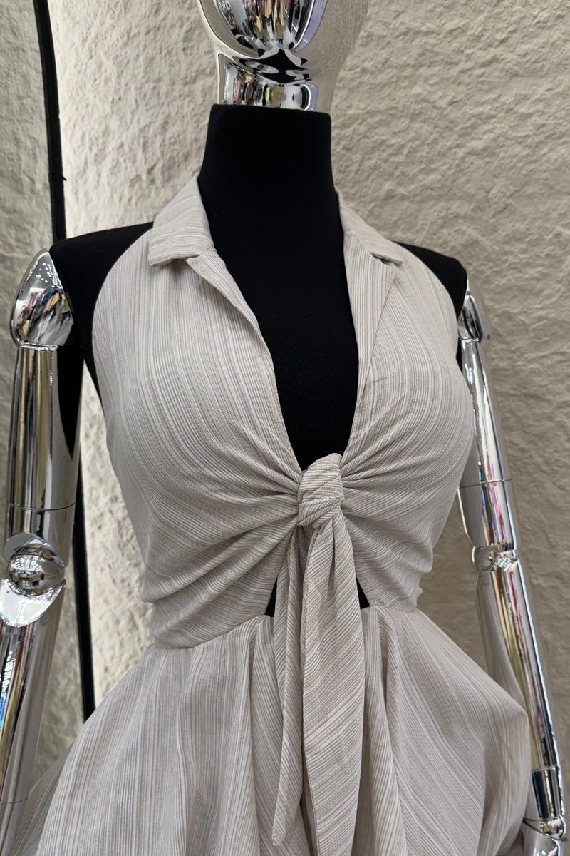 Vestido Halter Lazo Taupe White