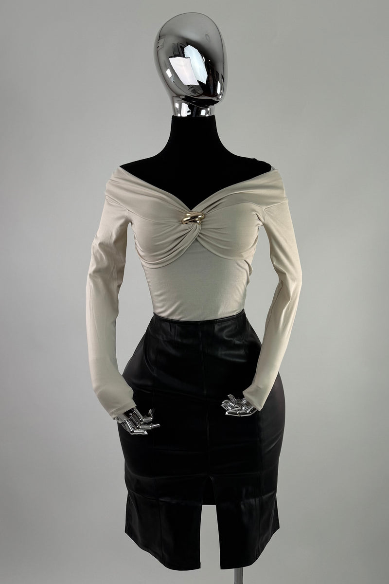 Falda Midi Vinipiel Negra