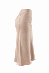 Falda Midi Satinada Champagne