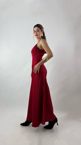 Vestido Satin Largo Rojo
