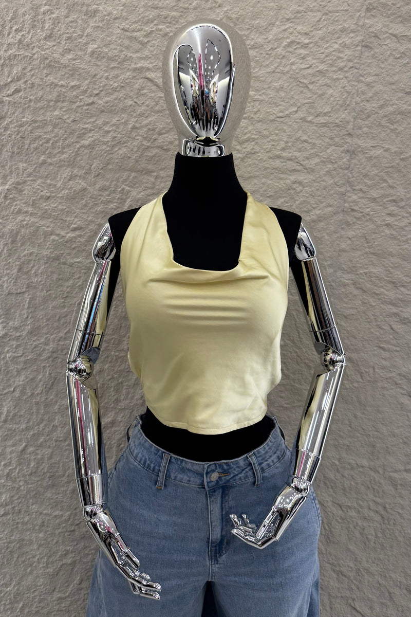 Top Halter Satin Amarillo