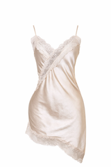 Vestido Encaje Asimetrico Beige