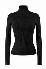 Blusa Cuello Tortuga Tela Punto Negro