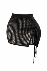 Falda Corta Crochet Negra
