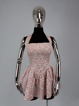 Vestido Halter Encaje Rosa