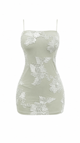Vestido Corto Estampado Floreado Menta