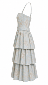 Vestido Midi Estampado Floral Azul